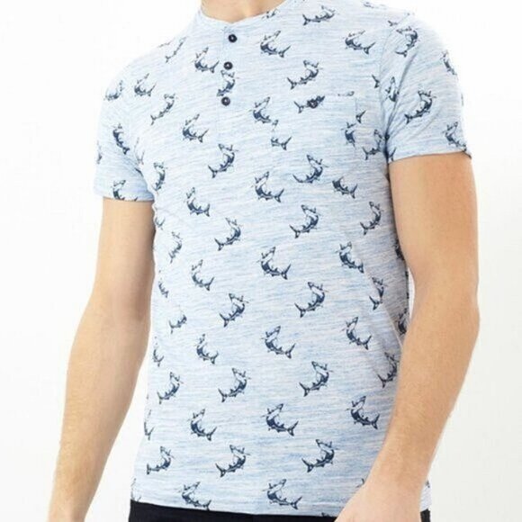Brave Soul London- Henley Mako Shark short sleeve top​ - Picture 5 of 14
